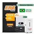 Gerador de Energia Solar Hibrido Luxpower com Bateria Telhado Fibro Parafuso Metal SGF 17,36KWP ERA BLACK 620W ECO HIBRIDO 10KW 220V DC48V BAT. LITIO 14,3kWh