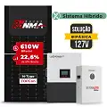 Gerador de Energia Solar Hibrido Luxpower Sem Estrutura SGF 9,76KWP RONMA 610W LXP-LB-BR 5KW AC 127 BIFASICO DC48V BAT. LITIO 5,12kWh