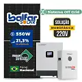 Gerador de Energia Solar Off Grid Interativo Luxpower Sem Estrutura SGF 8,8KWP FINAME 550W GEN-LB-EU 5KW AC 220 MONO DC48V BAT. LITIO 5,12kWh