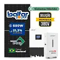 Gerador de Energia Solar Hibrido Luxpower com Bateria Telhado Fibro Parafuso Madeira SGF 19,8KWP FINAME 550W HIBRIDO 15KW TRIF 380V DC48V BAT. LITIO 14,3kWh