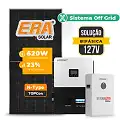Gerador de Energia Solar Off Grid Interativo Luxpower Telhado Metálico Mini Trilho SGF 8,68KWP ERA 620W SNA-BR 5KW AC 127 BIFASICO DC48V BAT. LITIO 5,12kWh