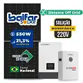 Gerador de Energia Solar Off Grid Interativo Luxpower Telhado Cerâmico Gancho SGF 7,7KWP FINAME 550W WPV 5KW AC 220 MONO DC48V BAT. LITIO 5,12kWh