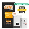 Gerador de Energia Solar Off Grid Interativo Luxpower Telhado Fibro Parafuso Metal SGF 7,44KWP ERA BLACK 620W WPV 5KW AC 220 MONO DC48V BAT. LITIO 5,12kWh