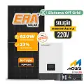 Gerador de Energia Solar Off Grid Interativo Luxpower Telhado Fibro Parafuso Metal SGF 8,68KWP ERA BIF 620W WPV 5KW AC 220 MONO DC48V BAT. LITIO 4,8kWh