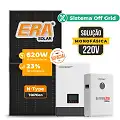 Gerador de Energia Solar Off Grid Interativo Luxpower Telhado Fibro Parafuso Metal SGF 9,92KWP ERA BIF 620W WPV 5KW AC 220 MONO DC48V BAT. LITIO 5,12kWh