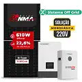 Gerador de Energia Solar Off Grid Interativo Luxpower Telhado Fibro Parafuso Metal SGF 8,54KWP RONMA 610W WPV 5KW AC 220 MONO DC48V BAT. LITIO 5,12kWh