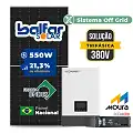 Gerador de Energia Solar Off Grid Interativo Luxpower Telhado Fibro Parafuso Metal SGF 24,2KWP FINAME 550W WPV 5KW AC TRIF. 380V DC48V BAT. LITIO 19,2kWh