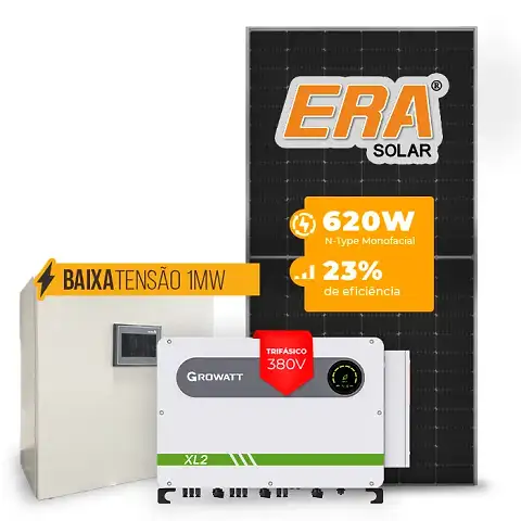 Gerador de Energia Solar Mercado Livre Growatt Baixa Tensão Sem Estrutura SGF 1078,80KWP ERA N-TYPE MONO 620W MAX 75KW 7MPPT TRIF 380V