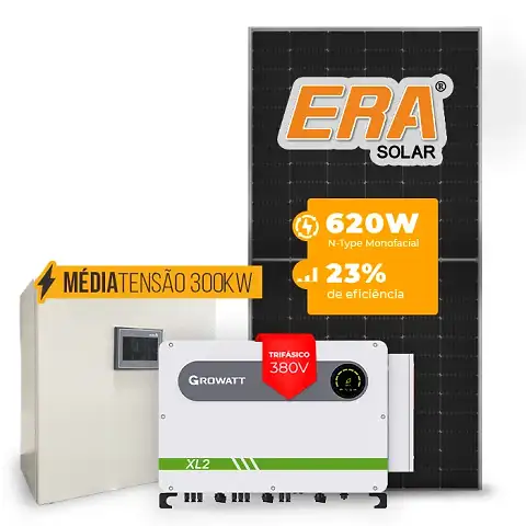 Gerador de Energia Solar Mercado Livre Growatt Média Tensão Sem Estrutura SGF 111,60KWP ERA N-TYPE MONO 620W MAX 75KW 7MPPT TRIF 380V