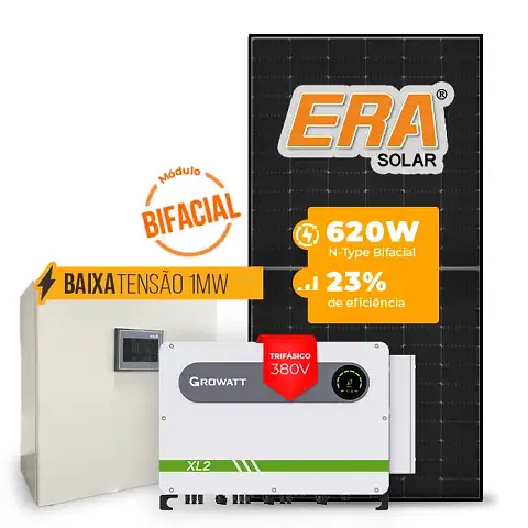Gerador de Energia Solar Mercado Livre Growatt Baixa Tensão Sem Estrutura SGF 954,80KWP ERA BLACK FRAME 620W MAX 75KW 7MPPT TRIF 380V