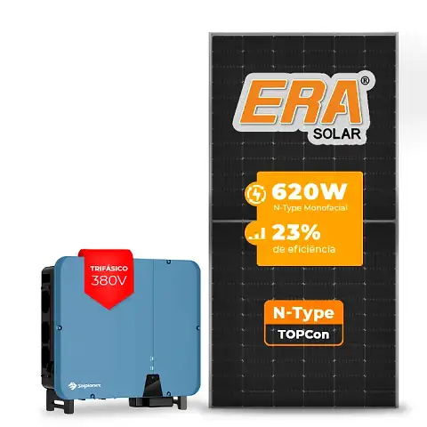 Gerador de Energia Solar On Grid Solplanet Telhado Fibro Parafuso Madeira SGF 57,04KWP ERA N-TYPE MONO 620W ASW 50KW 5MPPT TRIF 380V