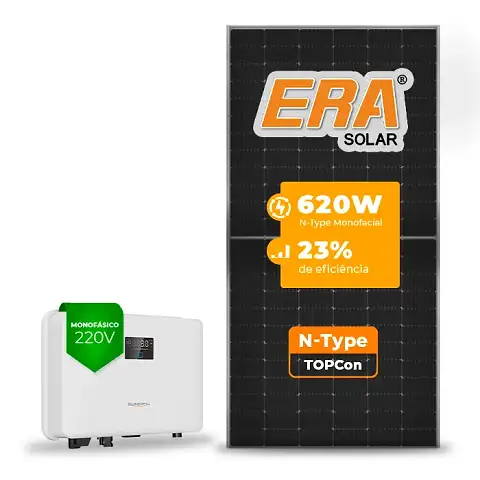 Gerador de Energia Solar On Grid Sungrow Laje Inclinação SGF 3,72KWP ERA N-TYPE MONO 620W SG RS-L 3KW 1MPPT MONO 220V
