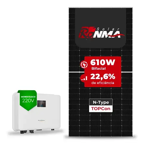 Gerador de Energia Solar On Grid Sungrow Sem Estrutura SGF 4,88KWP RONMA 610W BIFACIAL SG RS-L 3KW 1MPPT MONO 220V