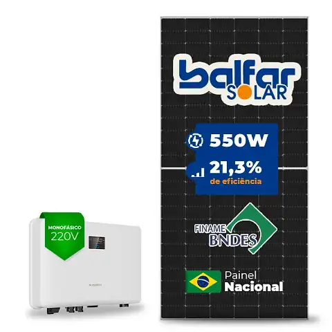 Gerador de Energia Solar On Grid Sungrow Sem Estrutura SGF 5,50KWP BALFAR FINAME 550W SG RS-L 5KW 2MPPT MONO 220V