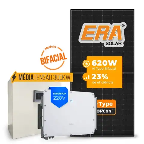 Gerador de Energia Solar Mercado Livre Sungrow Média Tensão Sem Estrutura SGF 84,32KWP ERA BLACK FRAME 620W SG 75KW 7MPPT TRIF 220V