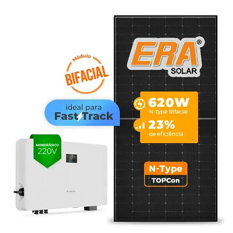 Gerador de Energia Solar On Grid Sungrow Laje Inclinação SGF 8,68KWP ERA BLACK FRAME 620W SG RS-L 7.5KW 2MPPT FAST TRACK MONO 220V