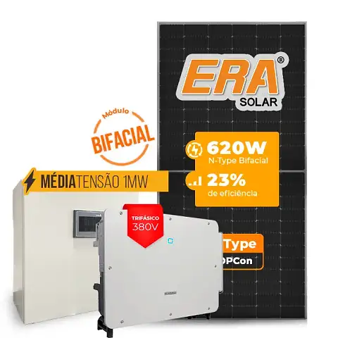 Gerador de Energia Solar Mercado Livre Sungrow Média Tensão Sem Estrutura SGF 1190,40KWP ERA BIFACIAL 620W SG P2 75KW 8MPPT TRIF 380V