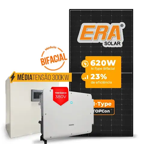 Gerador de Energia Solar Mercado Livre Sungrow Média Tensão Sem Estrutura SGF 81,84KWP ERA BLACK FRAME 620W SG P2 75KW 8MPPT TRIF 380V