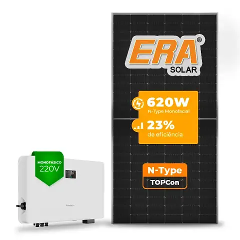 Gerador de Energia Solar On Grid Sungrow Solo Mesa 8 Painéis SGF 9,92KWP ERA N-TYPE MONO 620W SG RS-L 8KW 2MPPT MONO 220V