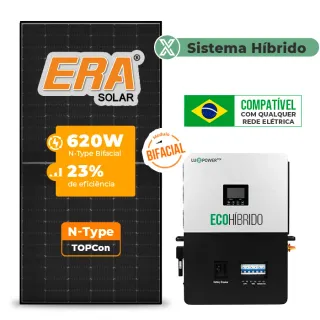 Gerador de Energia Solar Hibrido Luxpower sem Bateria Laje Inclinação SGF 7,44KWP ERA BLACK 620W ECO HIBRIDO 5KW 220V DC48V SEM BATERIA
