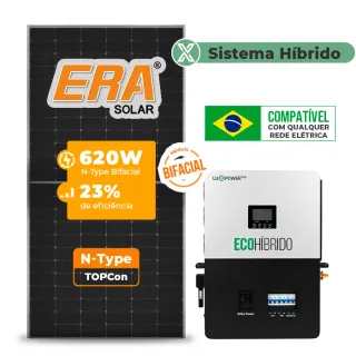 Gerador de Energia Solar Hibrido Luxpower sem Bateria Laje Inclinação SGF 7,44KWP ERA BIF 620W ECO HIBRIDO 5KW 220V DC48V SEM BATERIA