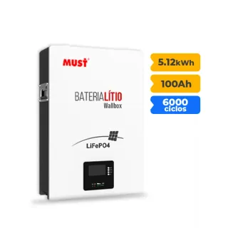 Energia Bateria de Lítio Must Solar LP16-48100 5.12KWH 51.2V 100A 6.000 CICLOS