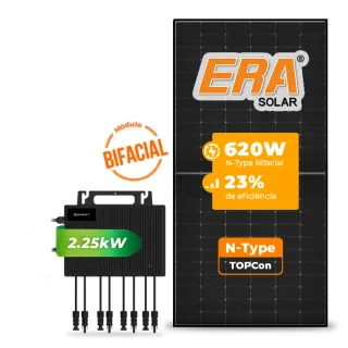 Gerador de Energia Solar Microinversor Growatt Laje Inclinação SGF 2,48KWP ERA BLACK FRAME 620W NEO 2.25KW 4MPPT MONO 220V