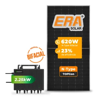 Gerador de Energia Solar Microinversor Growatt Laje Inclinação SGF 2,48KWP ERA BIFACIAL 620W NEO 2.25KW 4MPPT MONO 220V