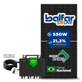 Gerador de Energia Solar Microinversor Growatt Telhado Fibro Parafuso Madeira SGF 2,2KWP BALFAR FINAME 550W NEO 2KW 4MPPT MONO 220V COM CABO