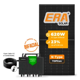 Gerador de Energia Solar Microinversor Growatt Laje Inclinação SGF 2,48KWP ERA BLACK FRAME 620W NEO 2KW 4MPPT MONO 220V COM CABO