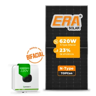Gerador de Energia Solar On Grid Growatt Sem Estrutura SGF 3,10KWP ERA BIFACIAL 620W MIC X2 3KW 1MPPT MONO 220V