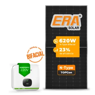 Gerador de Energia Solar On Grid Growatt Sem Estrutura SGF 4,96KWP ERA BIFACIAL 620W MIN X2 5KW 2MPPT MONO 220V