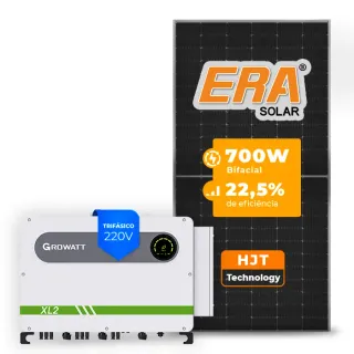 Gerador de Energia Solar Mercado Livre Growatt Baixa Tensão Sem Estrutura SGF 100,80KWP ERA HJT BIFACIAL 700W MAX XL2 75KW 8MPPT TRIF 220V