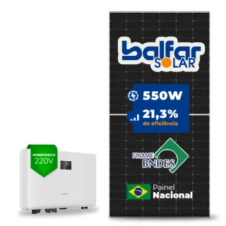 Gerador de Energia Solar On Grid Sungrow Sem Estrutura SGF 4,40KWP BALFAR FINAME 550W SG RS-L 5KW 2MPPT MONO 220V