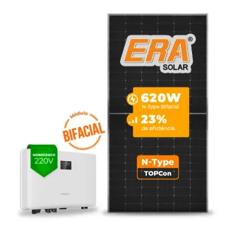 Gerador de Energia Solar On Grid Sungrow Telhado Fibro Parafuso Metal SGF 4,96KWP ERA BIFACIAL 620W SG RS-L 5KW 2MPPT MONO 220V