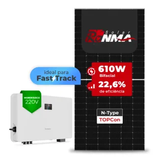 Gerador de Energia Solar On Grid Sungrow Sem Estrutura SGF 6,10KWP RONMA 610W BIFACIAL SG RS-L 7.5KW 2MPPT FAST TRACK MONO 220V