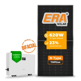 Gerador de Energia Solar On Grid Sungrow Telhado Fibro Parafuso Metal SGF 11,16KWP ERA BIFACIAL 620W SG RS-L 10KW 3MPPT MONO 220V