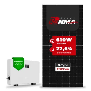 Gerador de Energia Solar On Grid Sungrow Solo Mesa 8 Painéis SGF 8,54KWP RONMA 610W BIFACIAL SG RS-L 8KW 2MPPT MONO 220V