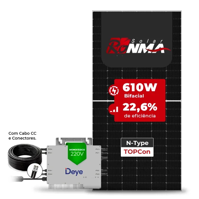 Gerador de Energia Solar Microinversor DEYE Sem Estrutura SGF 9,76KWP RONMA 610W BIFACIAL SUN 2.25KW 4MPPT MONO 220V COM CABO
