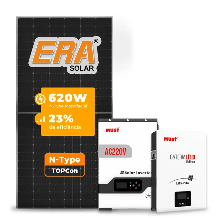 Gerador de Energia Solar Off Grid Interativo Must Sem Estrutura SGF 4,96KWP ERA 620W PV29 HP 5KW AC220V DC48V BAT. LITIO 5.12KWH 100A