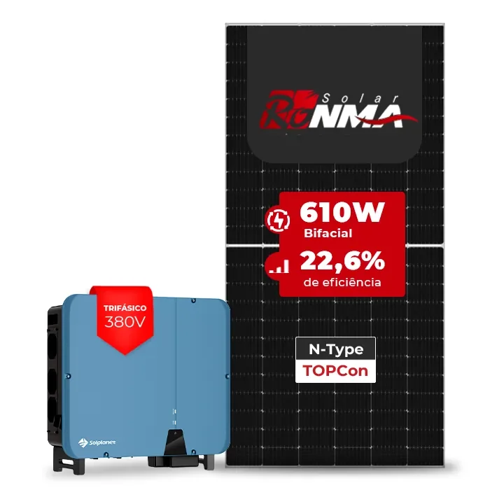 Gerador de Energia Solar On Grid Solplanet Telhado Metálico Mini Trilho SGF 61,00KWP RONMA 610W BIFACIAL ASW 50KW 5MPPT TRIF 380V