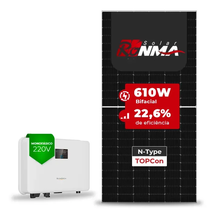 Gerador de Energia Solar On Grid Sungrow Sem Estrutura SGF 4,88KWP RONMA 610W BIFACIAL SG RS-L 3KW 1MPPT MONO 220V