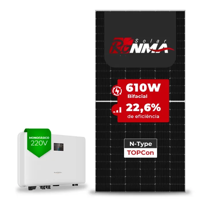 Gerador de Energia Solar On Grid Sungrow Sem Estrutura SGF 8,54KWP RONMA 610W BIFACIAL SG RS-L 6KW 2MPPT MONO 220V